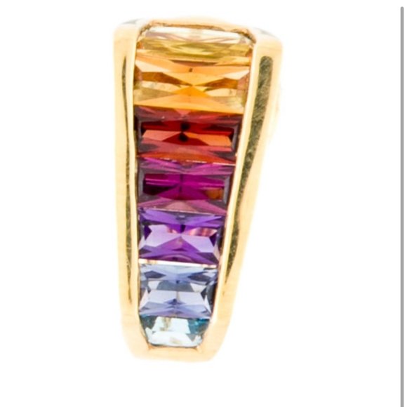 14K YELLOW GOLD MULTISTONE EARCLIPS EARRINGS - Picture 3 of 5